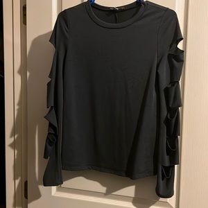 Charcoal long sleeve cut out sleeve blouse